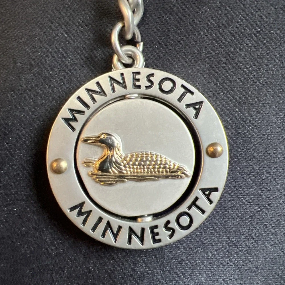 New- Minnesota Collectible Keychain Turning middle with‎ Moose & Mallard Duck